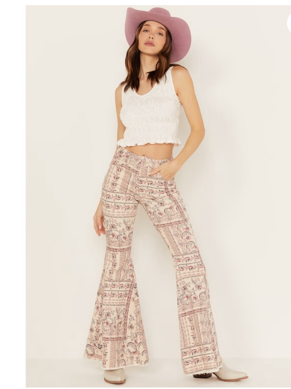 SHYANNE WOMEN'S HIGH RISE PAISLEY AMERICANA PRINT FLARE JEANS 34 NWT